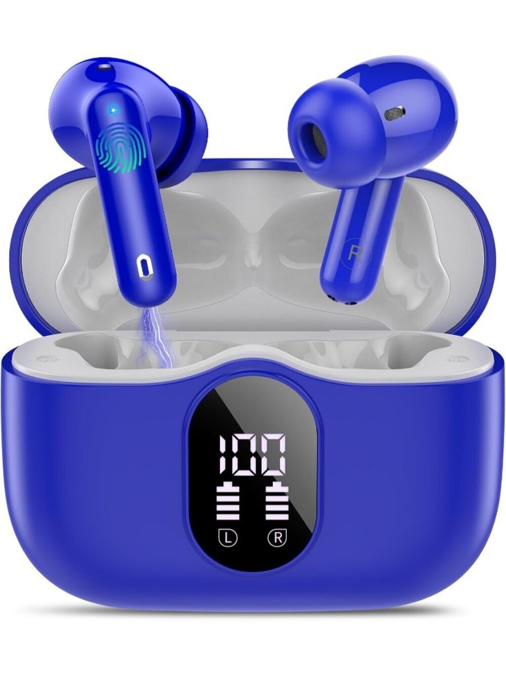 Wireless Navy Blue Bass Stereo Noise Cancelling 36H Playtime Bluetooth Earbud